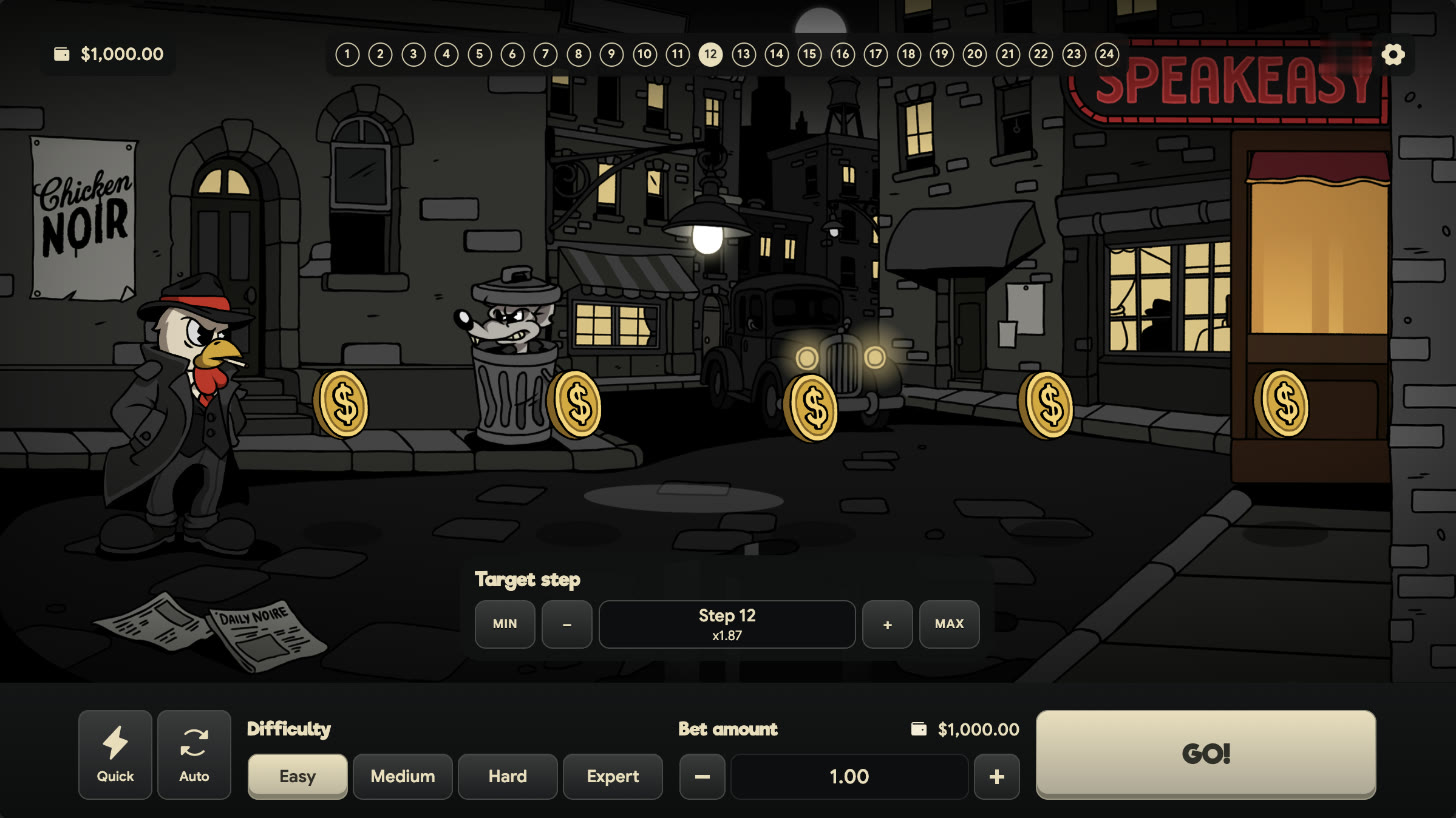 Chicken Noir, a crash game by Noire Lab